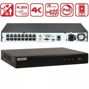 IP Видеорегистратор сетевой NVR HiWatch DS-N316/2P(D) 16-ти канальный 8МП канал H.265+ под 2 жестких дисков 16 POE портов