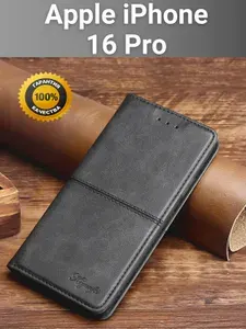 Чехол книжка elitcase на Apple iPhone 16 Pro / Айфон 16 Про (Черная)