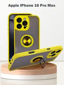 Чехол для Apple iPhone 16 Pro Max, с кольцом, защита камеры, желтый