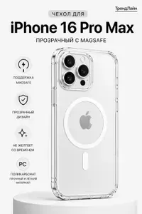 Чехол на Iphone 16 Pro Max с MagSafe и анимацией, прозрачный