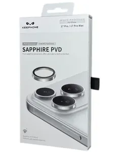 SAPPHIRE Keephone Линзы на камеру iPhone 17 Pro / 17 Pro Max,сапфировые линзы, защитное стекло на камеру, алюминиевый сплав, цвет Silver (серебристые)