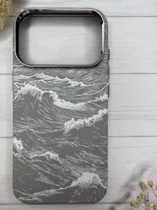Премиум Чехол на Iphone 17 Pro / Серые волны/ MagSafe