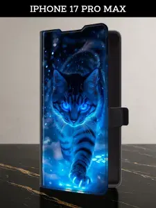 Чехол-книжка на iPhone 17 Pro Max (Айфон 17 Про Макс) с картой кот