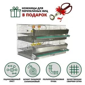Клетка для перепелов на 60 голов Удачный фермер, 2 яруса по 30 перепёлок в ярусе в полной комплектации от производителя!