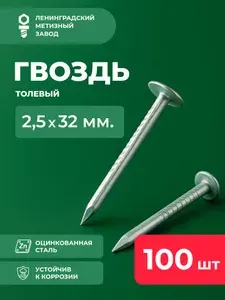 Гвоздь (100шт) Толевый Оцинкованный 2,5х32