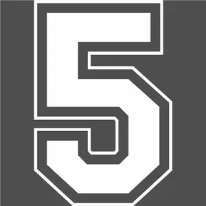 Наклейка цифра 5, белая. Высота 20 см. Виниловая, влагостойкая. без фона ,на авто