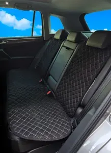 Накидки для Киа Спортейдж (2010 - 2014) внедорожник 5 дверей / Kia Sportage на задние сиденья RS, Алькантара, Черный с серой строчкой