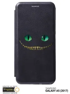 Чехол-книжка на Samsung Galaxy A5 (2017) / Самсунг А5 2017 с 3D принтом "Cheshire Cat" черный