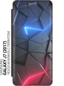 Чехол-книжка на Samsung Galaxy J7 (2017) с принтом "Графитовые грани" черный