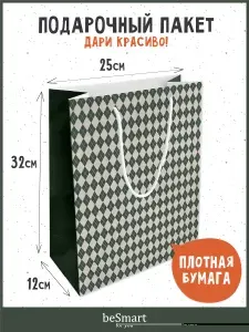 Подарочный пакет мужской beSmart "Cage" 25х32 см