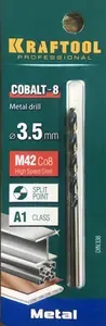 KRAFTOOL COBALT 3.5 х70мм, Сверло по металлу HSS-Co(8%) , сталь М42(S2-10-1-8)