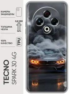 Чехол для Tecno Spark 30 4G с принтом BMW БМВ (мужской) на Техно Спарк 30 4G