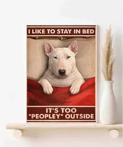 Бультерьер, Stay In Bed, Плакат Акварель А3 ( 30х42 см. )