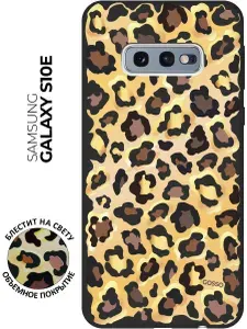 Ультратонкая защитная накладка Soft Touch для Samsung Galaxy S10e с 3D принтом "Cheetah" черная