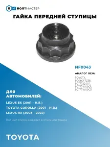 Гайка передней ступицы М22x1.5 NF0043