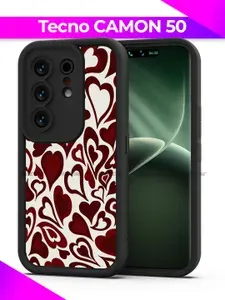 Чехол на Tecno Camon 50 / Текно Камон 50 с принтом, Сердечки pop art