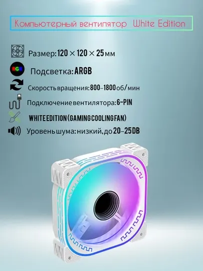 Вентиляторы COOLMOON White Edition подсветкой