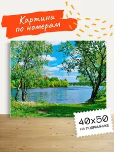 Картина по номерам Hobruk "Пруд" на холсте на подрамнике 50х40, раскраска по номерам, природа / пейзажи