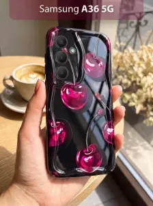Рельефный чехол с вишенками на Samsung A36 5G, для Самсунг А36 5G