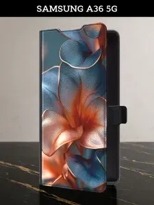 Чехол-книжка на Samsung A36 5G (Самсунг А36 5G) с картой с цветочками