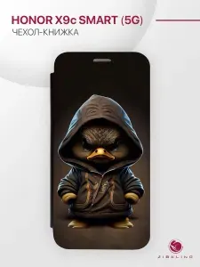 Чехол на Honor X9c Smart 5G с рисунком, защитный, противоударный, с магнитом, черный с принтом УТКА ХУДИ / Хонор Х9с Смарт