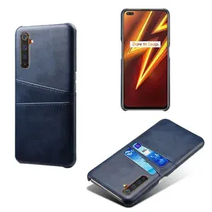 Чехол панель-накладка MyPads для Oppo Realme 6 Pro из качественной импортной кожи с визитницей с отделением для банковских карт мужской женский синий
