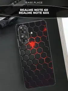 Силиконовый чехол на Realme Note 60 / Note 60X / Реалми Нот 60 / Нот 60Х карбон