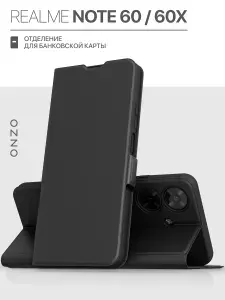 Realme Note 60 чехол книжка с карманом для карт черный Чехол на Реалми Ноте 60