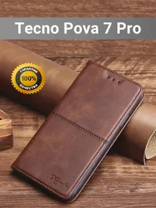 Чехол книжка elitcase на Tecno Pova 7 Pro / Техно Пова 7 Про (Тёмно-коричневая)