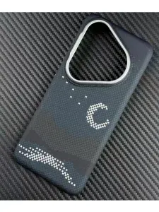 Карбоновый чехол для Huawei Pura 80 Pro Metal Frame с Magsafe Glowing Gray