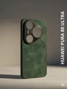 Чехол на Huawei Pura 80 Ultra / Хуавей Пура 80 Ультра защита камеры, противоударный, замша зеленый хаки