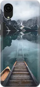 Силиконовый чехол на Samsung Galaxy A03 Core / Самсунг А03 Кор с принтом "Горы, озеро, облака"