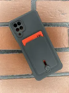 Чехол силиконовый усиленный с карманом для карт на Samsung A12 M12 ( самсунг а12 м12 )