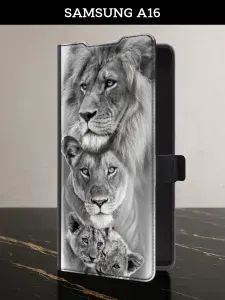 Чехол-книжка на Samsung Galaxy A16 (Самсунг А16) с картой и принтом "Львиный прайд"