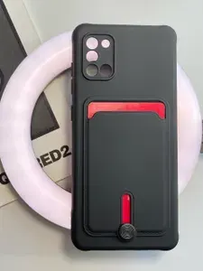 Чехол на Samsung Galaxy A31 черный с карманом для карт