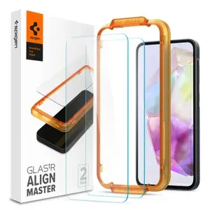 Защитное стекло Spigen на Samsung Galaxy A35 (AGL07772) Glass tR AlignMaster / Спиген Стекло для Самсунг Галакси А35 Олеофобное, Прозрачный, 2 шт