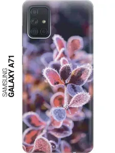 Силиконовый чехол на Samsung Galaxy A71 / Самсунг А71 с принтом "Иней на листочках"