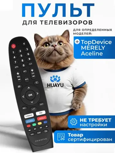 Пульт CX-616TVR для телевизора TopDevice, MERELY, Aceline, HBX167