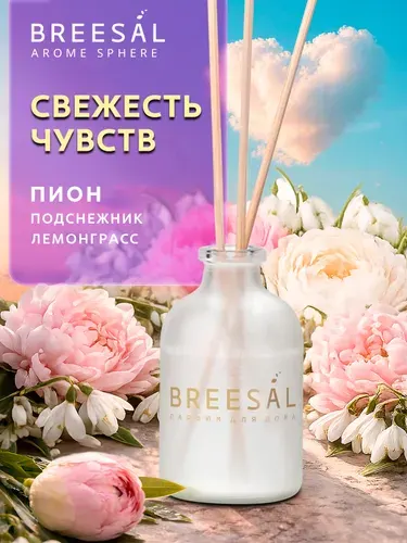 Breesal Диффузор для дома, ароматизатор с палочками : Пион