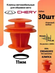 Клипсы автомобильные для обшивки Chery, 30 штук