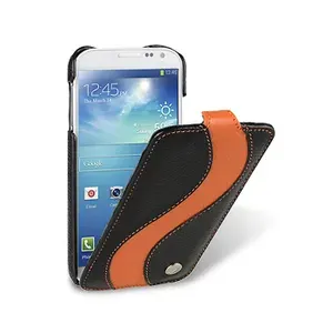 Кожаный чехол флип для Samsung Galaxy Grand GT-I9080/Grand Duos GT-I9082 - Jacka Type, черный, оранжевый