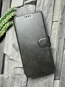 Чехол книжка для Samsung Galaxy M56 кожаный с магнитной застежкой / Самсунг Галакси М56 с хлястиком / flip чехол для Samsung M56 с функцией подставки , черный