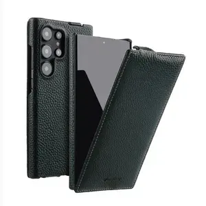Кожаный чехол флип Melkco Jacka Type для Samsung Galaxy S24 Ultra, темно-зеленый
