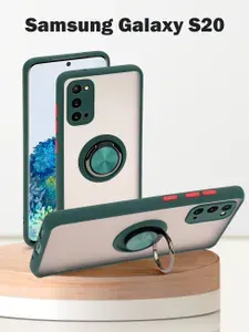 Чехол на Samsung Galaxy S20 / Самсунг Галакси С20, с кольцом, магнитный, подставка, защита камеры, зеленый