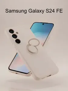 Силиконовый чехол для Samsung Galaxy S24 FE, с кольцом, Soft Touch, бежевый