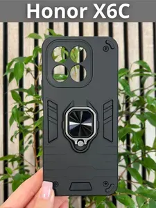 Чехол противоударный ring на Honor X6C / Хонор Х6С (Черный)