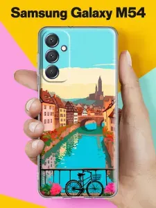 Силиконовый чехол на Samsung M54 Город у реки для Самсунг М54