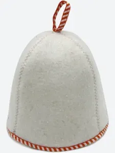 Шапка для бани и сауны КЛАССИКА WHITE; российский войлок, отделка хлопковым кантом