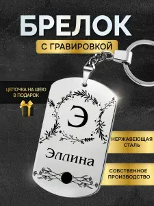 Брелок с именем Эллина, жетон с гравировкой, именной подарок