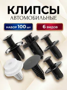 Клипсы автомобильные, набор 100 штук